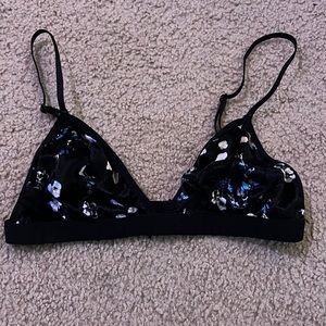 Black velvet free people floral bralette